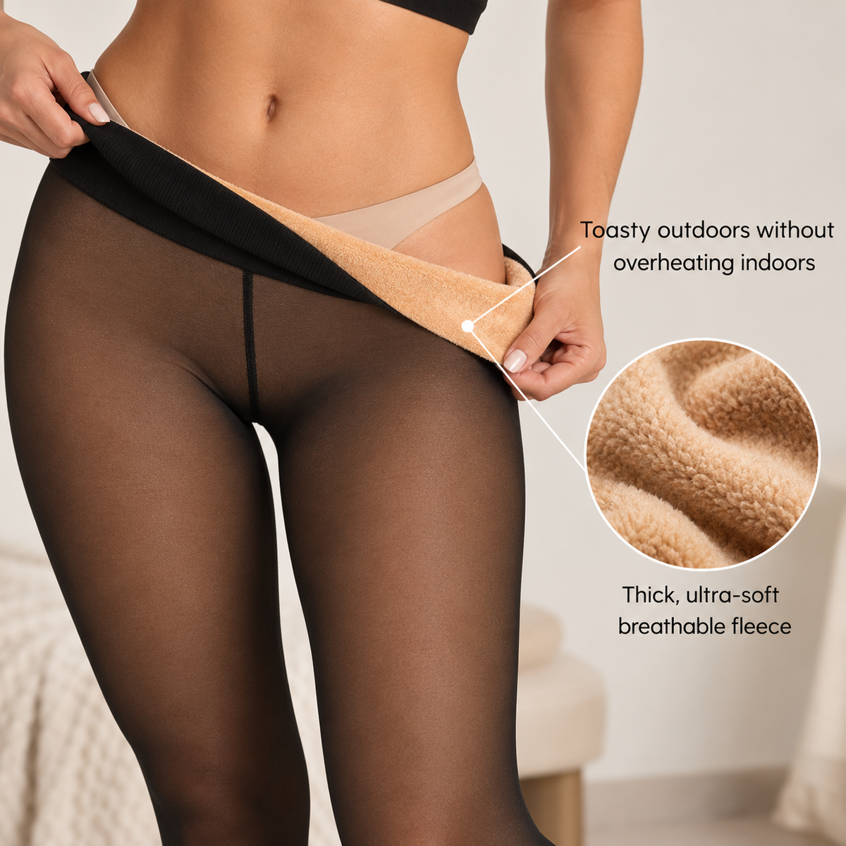 Veloura Sheer Illusion Fleece Lined Leggings